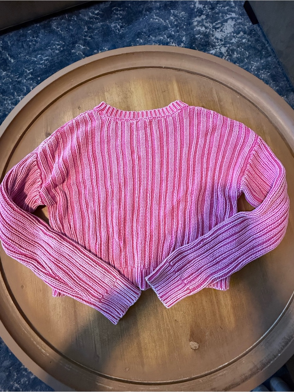 Aeropostale Pink Cable-Knit Cropped Crewneck Sweater - Picture 3 of 4